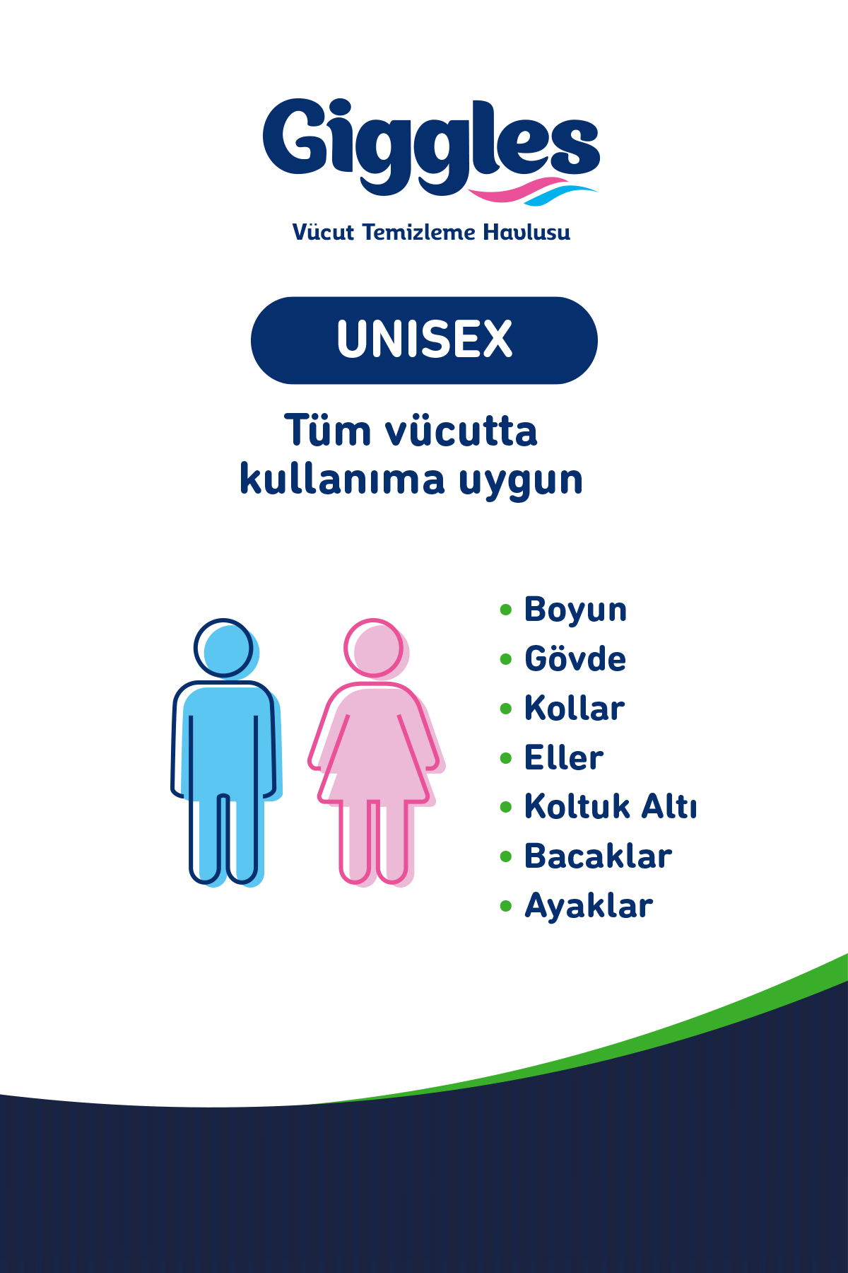 Giggles Vücut Temizleme Havlusu 50'li 1 Paket 50 Havlu